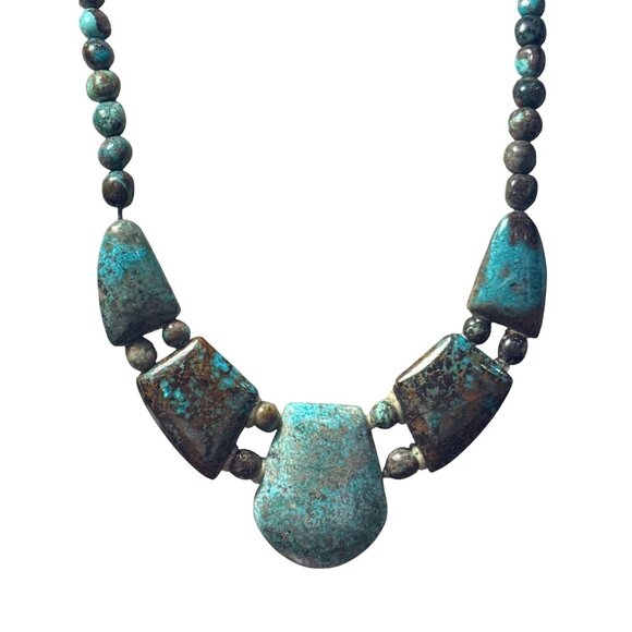 Jay King DTR Turquoise Chunky Statement Necklace Sterling Silver China Boho Art - Picture 3 of 16